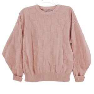 Fox Collection VTG Knit Peach Sweater Pullover Pastel Salmon Mens XL USA Made